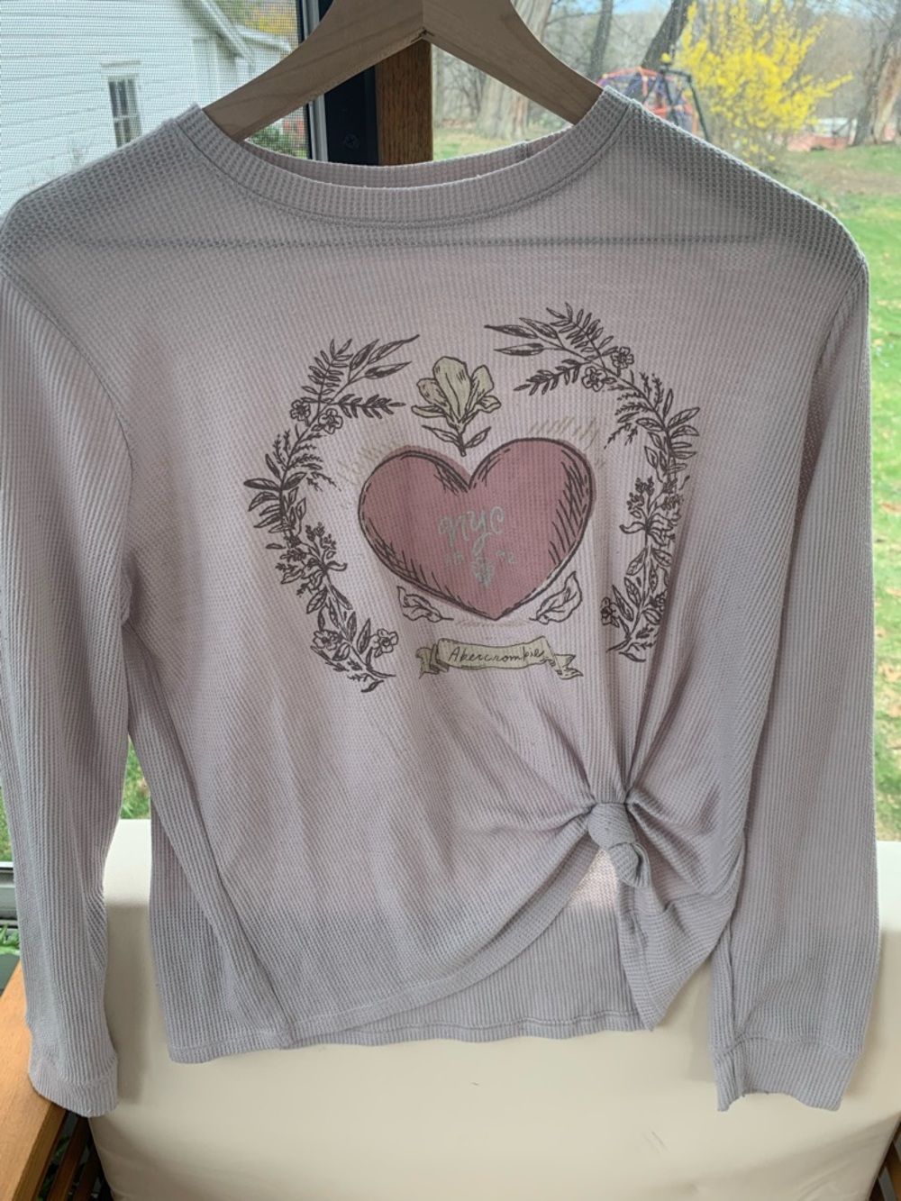 abercrombie kids light pink waffle knit top